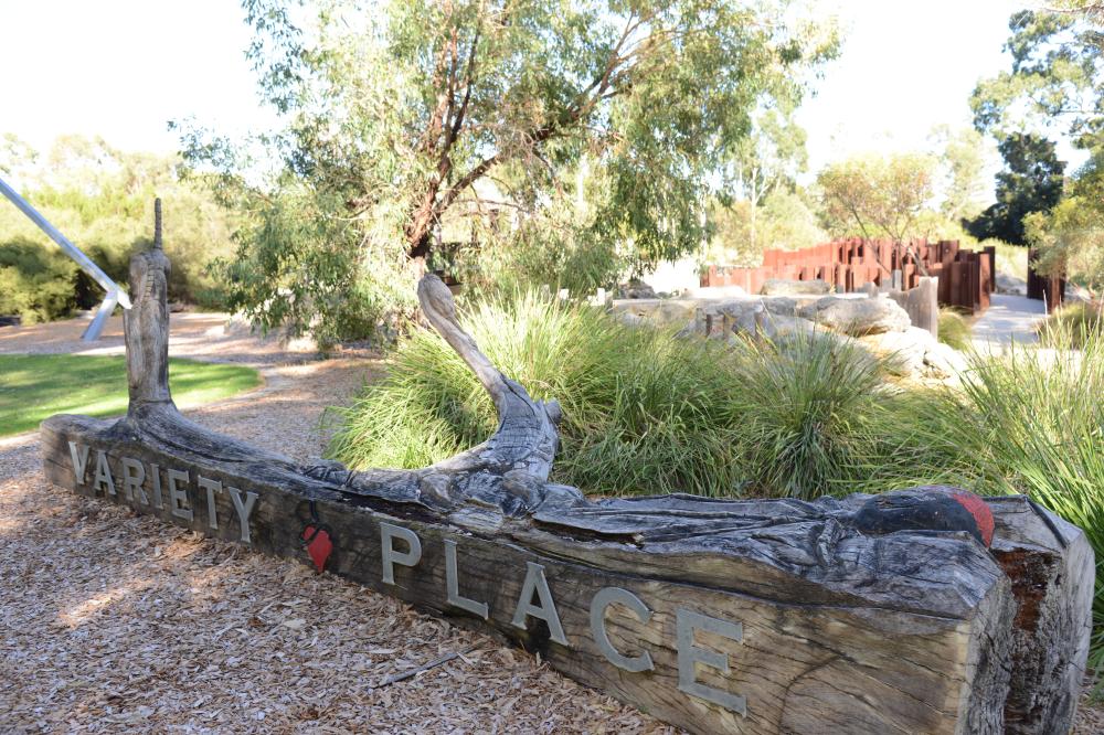 Variety Place playground Variety Place wooden playground at Saw Ave Picnic Area