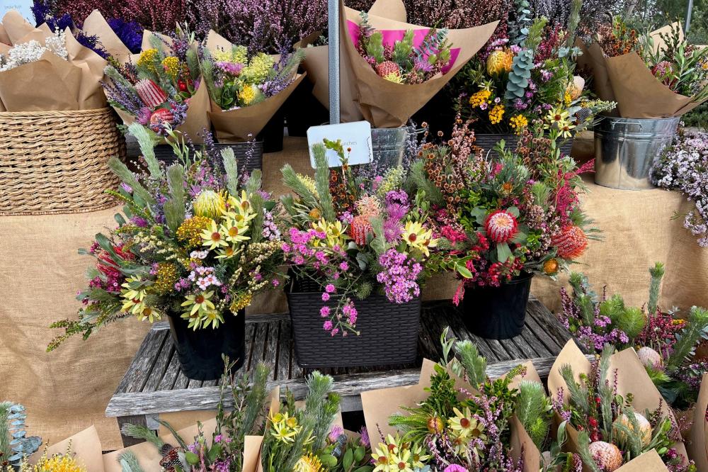 Festival Florist Native flower bouquet display.