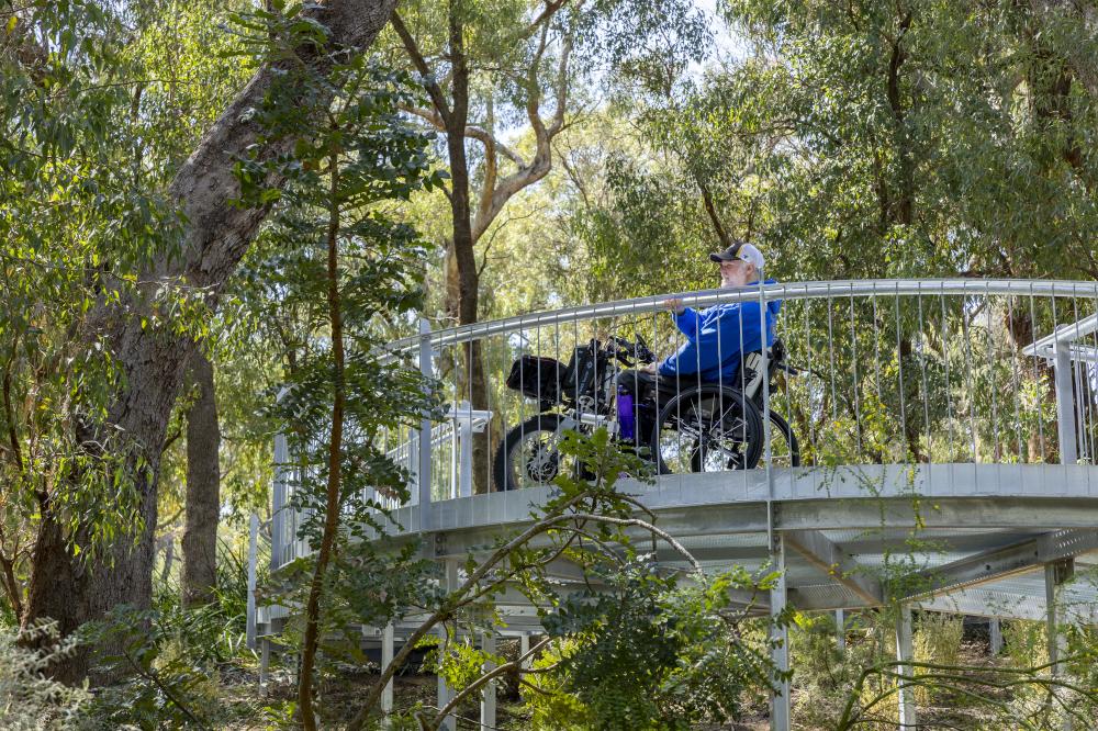 Park visitor Glen Speering enjoying the boardwalk