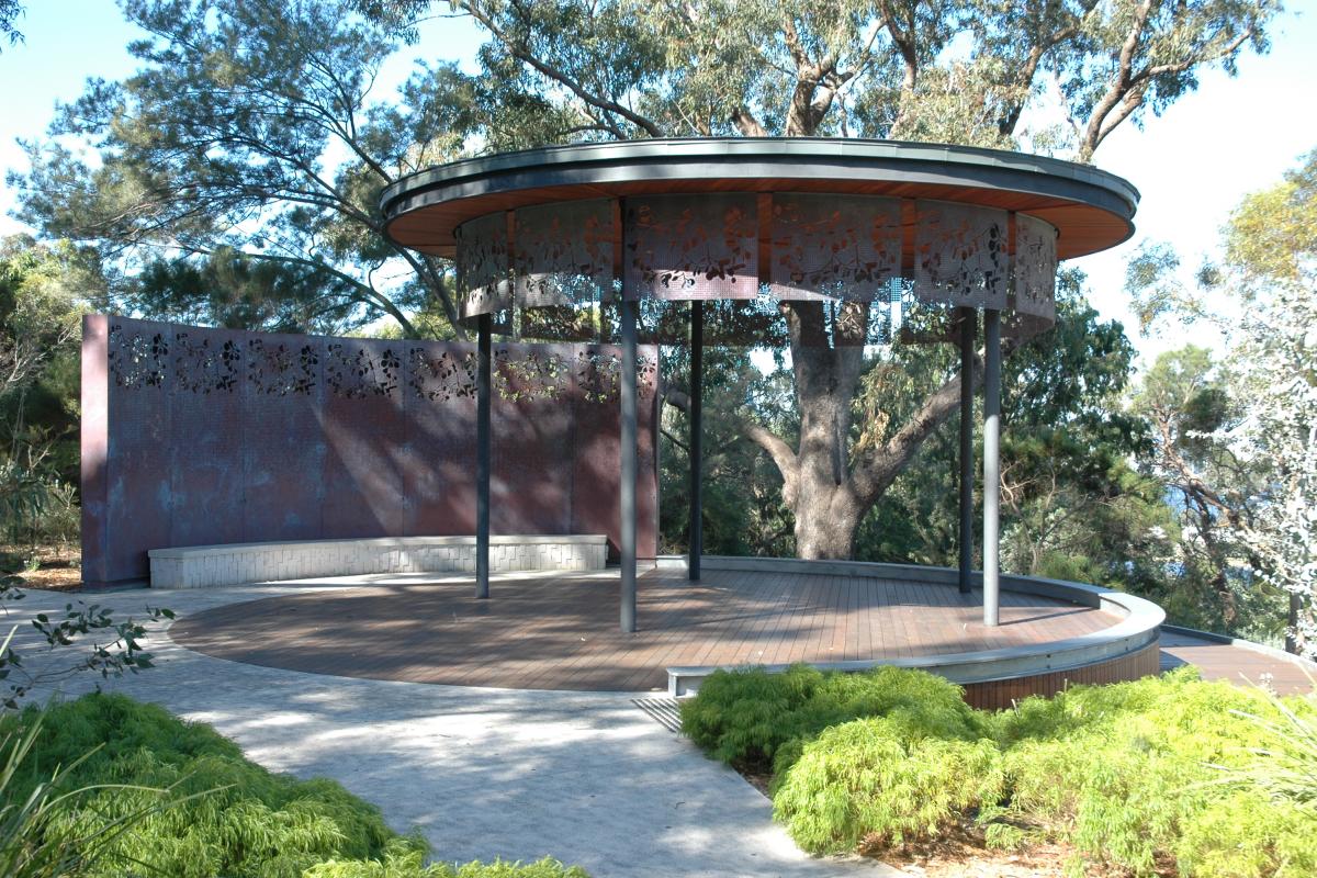 Marlee Pavilion is nestled in the place of reflection in the WA Botanic Garden and offers views of the Canning river.