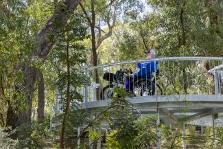 Park visitor Glen Speering enjoying the boardwalk