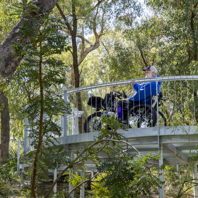 Park visitor Glen Speering enjoying the boardwalk